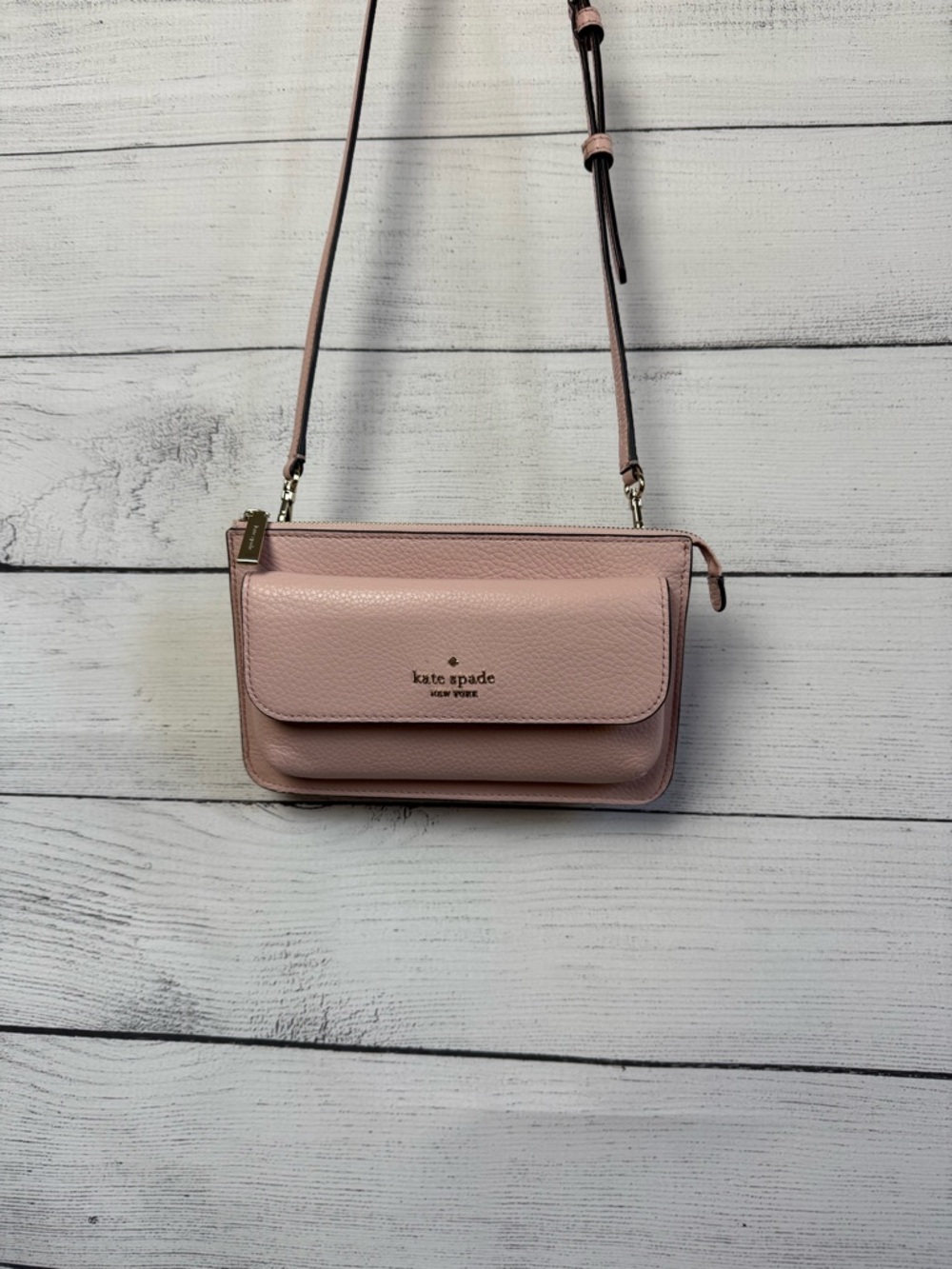 kate spade Pale Pink Pebbled Leather Small Crossbody Bag